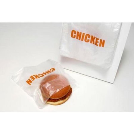 LK PACKAGING Saddle Pack Printed Bags, "Chicken", 6-1/2"W x 7"L, .5 Mil, Clear, 2000/Pack DP657CHK